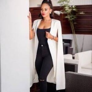 longline cape blazer white